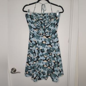 RW & Co. -Sz 8/M- SILK Blue Pattern Fit & Flare Mini Dress